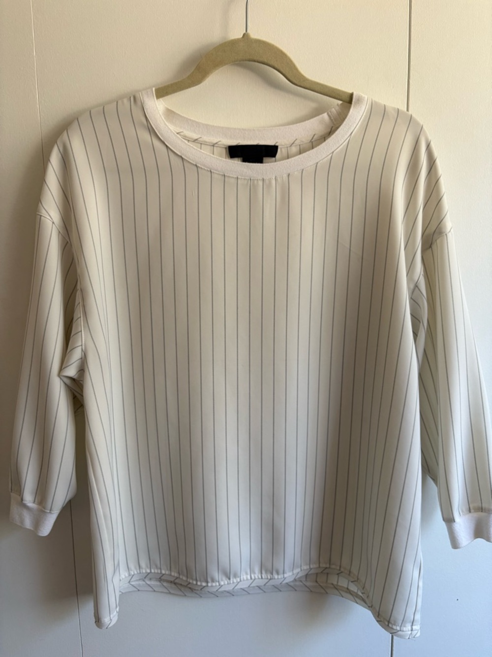 White Blouse with Black Pinstripes